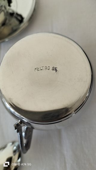 Set 6 tazzine caffè peltro e ceramica