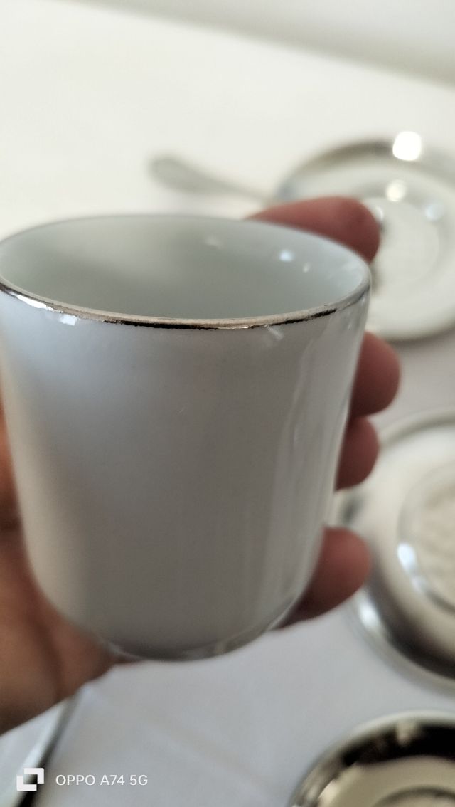 Set 6 tazzine caffè peltro e ceramica