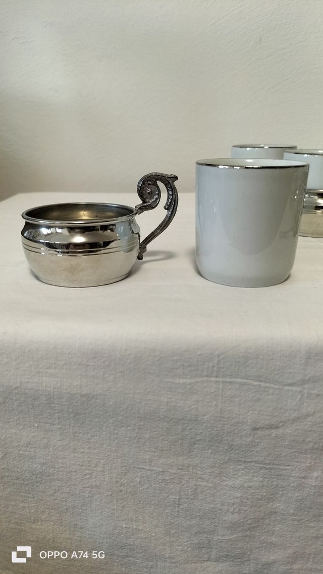 Set 6 tazzine caffè peltro e ceramica