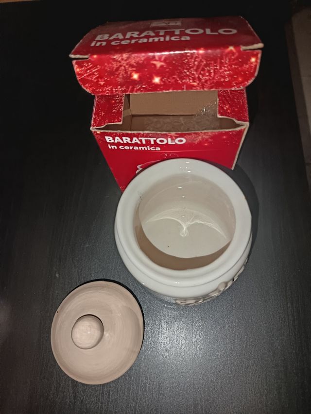 Barottolo ceramica natalizio con coperchio