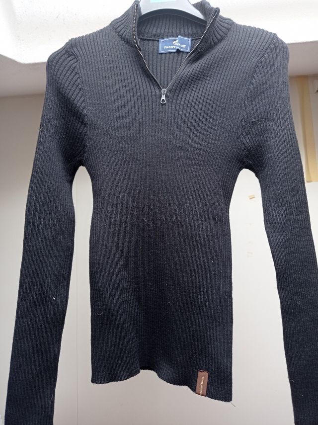 Maglione da donna nero con mezza zip