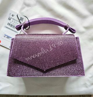 Bolso mini city brillos morado zara