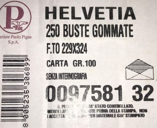 PIGNA Helvetia 250 buste colore giallo a4 c4 medie