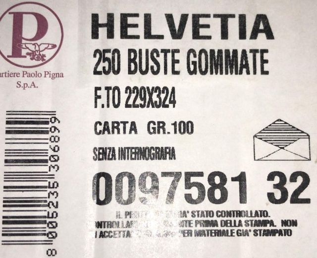 PIGNA Helvetia 250 buste colore giallo a4 c4 medie
