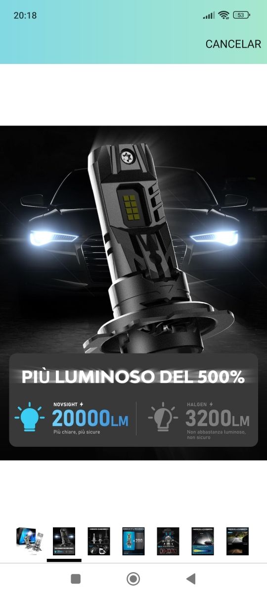 Bombilla coche moto H7 Led 6500k nueva