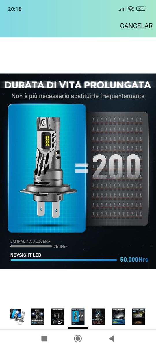 Bombilla coche moto H7 Led 6500k nueva