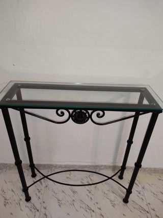 Consola recibidor de forja y espejo