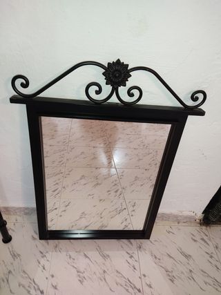 Consola recibidor de forja y espejo