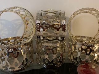 Juego de 6 servilleteros Vintage en metal plateado