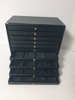 Portagioie in ecopelle nera 10 cassetti