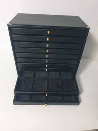 Portagioie in ecopelle nera 10 cassetti