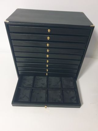 Portagioie in ecopelle nera 10 cassetti