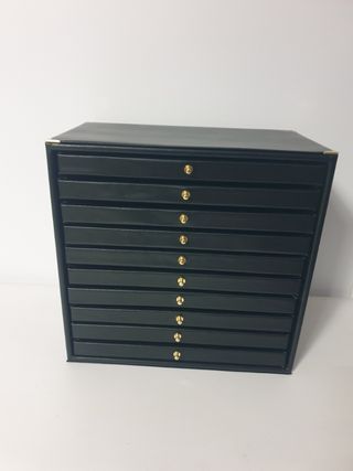 Portagioie in ecopelle nera 10 cassetti