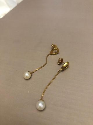 Pendientes oro 18kts y perla natural