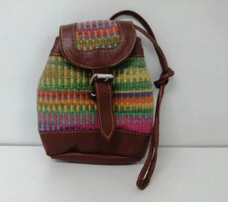 Bolso pequeño vintage textil-cuero