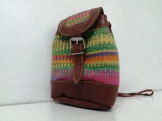 Bolso pequeño vintage textil-cuero