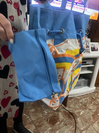 Bolso playero azul grande