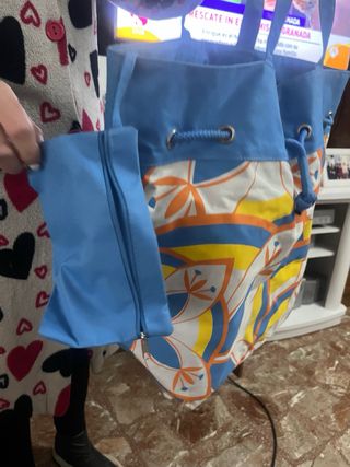 Bolso playero azul grande