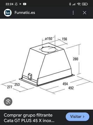 Unidad extractora de humos marca Cata