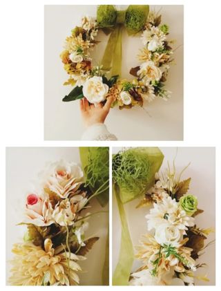 Ghirlanda con fiori di tessuto