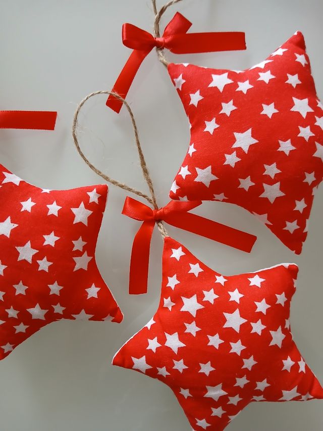 Decorazioni natalizie 3 stelle rosse con stelline