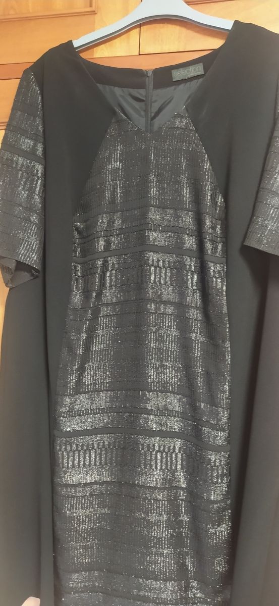 Sin estrenar Vestido negro fiesta estampado brillo