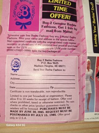 Catalogo Barbie 1985