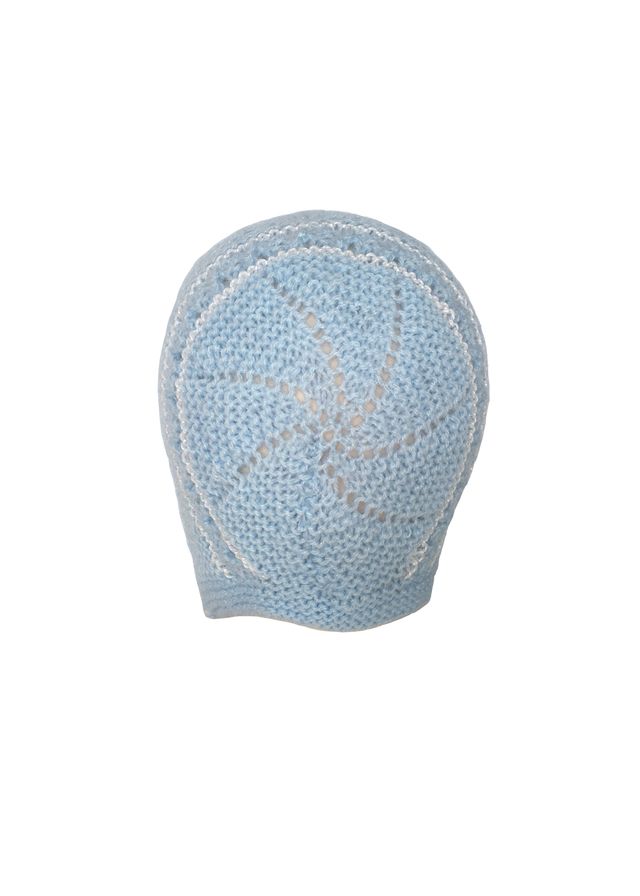 Capota de lana azul y blanca bebé lana 3-6 meses