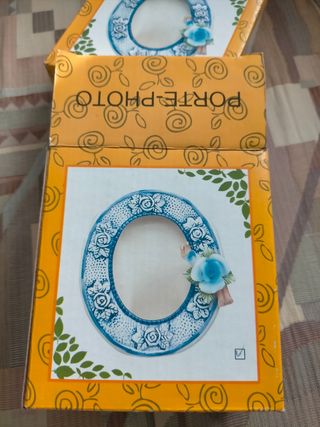 Coppia Portafoto ceramica decorata