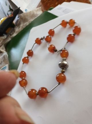 Lunga collana corniola e argento 