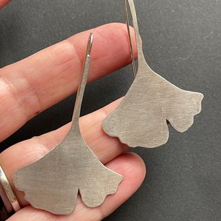 Pendientes plata de ley. Hoja de Ginkgo