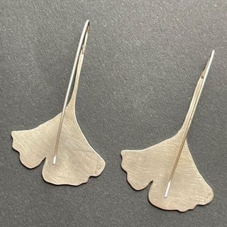 Pendientes plata de ley. Hoja de Ginkgo