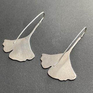 Pendientes plata de ley. Hoja de Ginkgo