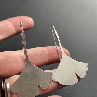 Pendientes plata de ley. Hoja de Ginkgo