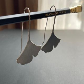 Pendientes plata de ley. Hoja de Ginkgo