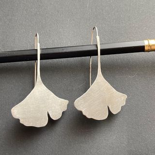 Pendientes plata de ley. Hoja de Ginkgo