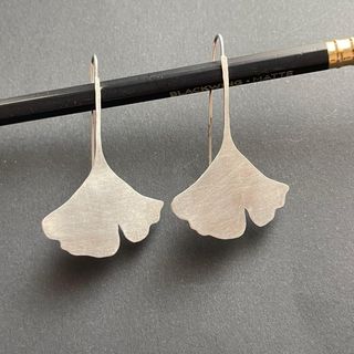 Pendientes plata de ley. Hoja de Ginkgo