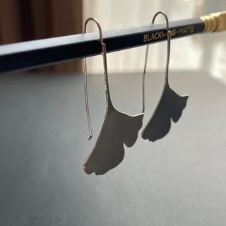Pendientes plata de ley. Hoja de Ginkgo