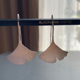 Pendientes plata de ley. Hoja de Ginkgo
