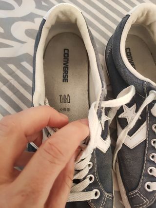 Zapatillas converse azul y piel