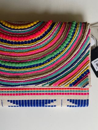 Clutch Jacquard con Abalorios - Artesanía India