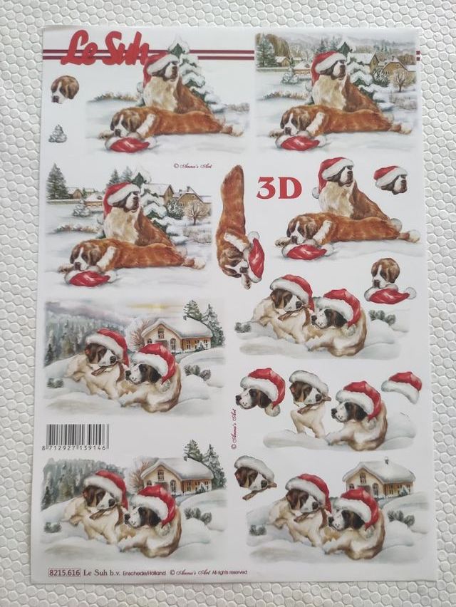 2 Folhas de Decoupage 3D A4 -S. Bernardos no Natal