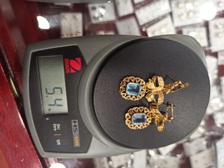 Pendientes Oro Aguamarina Lazo
