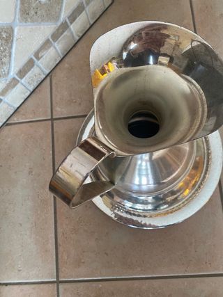 Caraffa con piatto placcato argento