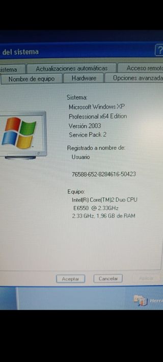Ordenador antiguo con Windows XP
