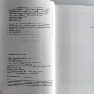 La utopía de América. Teoría, leyes, experimentos