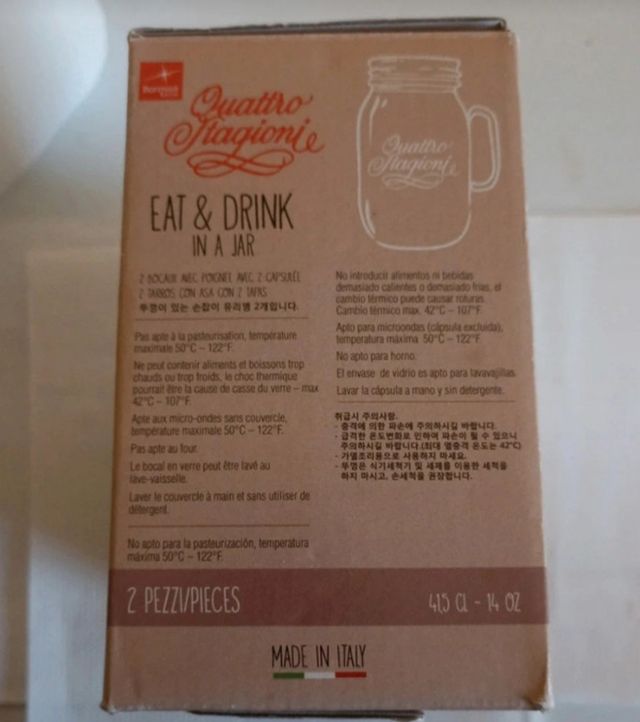 Kit vasi con manico Eat&Drink BORMIOLI 41,5 cl