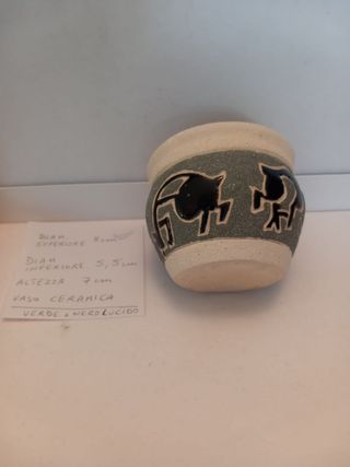 Vaso piccolo in ceramica verde e nero 8 