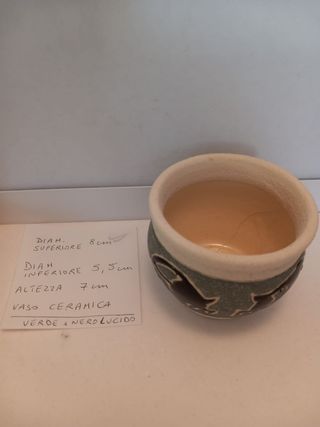 Vaso piccolo in ceramica verde e nero 8 
