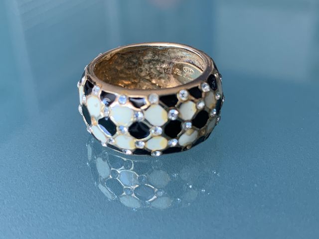 Anello argento 925 smalto bianco e nero